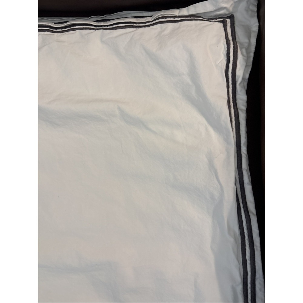 RH  Restoration Hardware Italian  cotton Pillow Shams‎ set of 2 gray embroidery